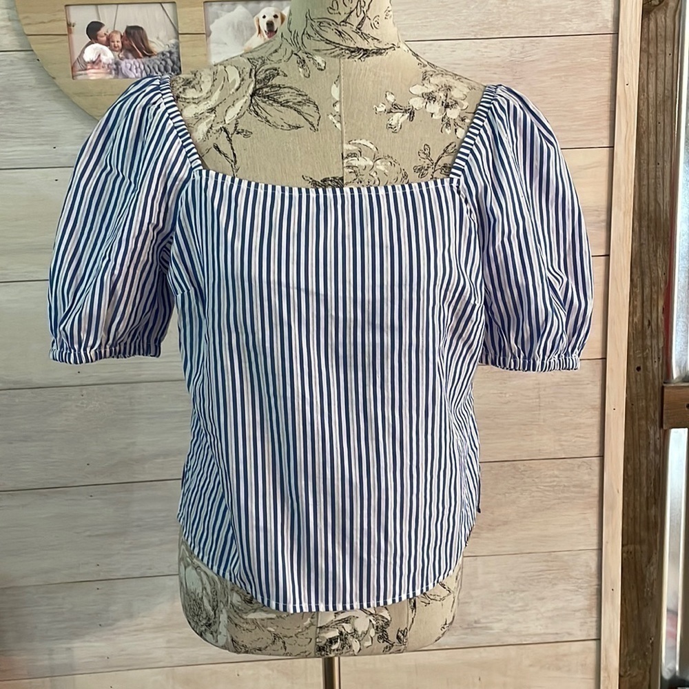 NWT Michael Kors Blue Striped Top M